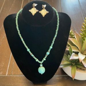 Turquoise necklace and earrings